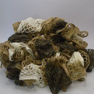 Homemade White, Light Brown, and Brown Ruffle Scarf